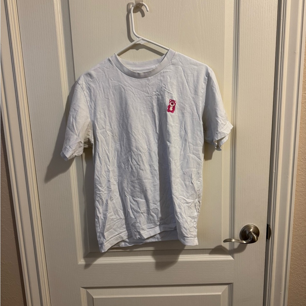 White Short Sleeve Tee with Red Logo